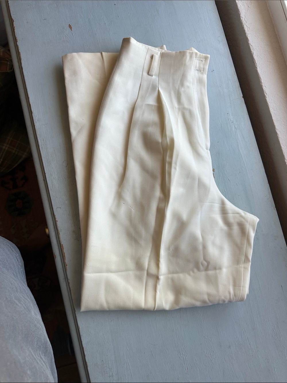 High-Rise Cream Tailored Trousers for Women